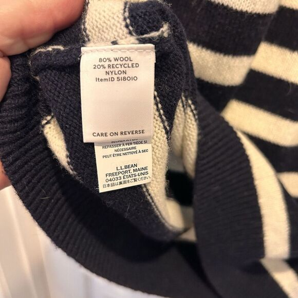 LL Bean Signature XL White Sailcloth Striped Wool-Blend Kingfield Warm‎ Sweater - Picture 7 of 7
